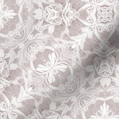 Embroidered White Lace on Regency Orchid