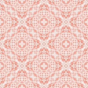 Embroidered White Lace on Rich Terra Cotta