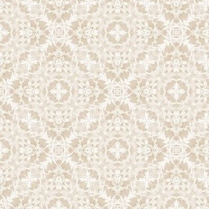 Embroidered White Lace on Regency Linen