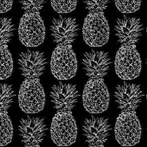 Small / Silver Glitter Classic Pineapples / Black Background