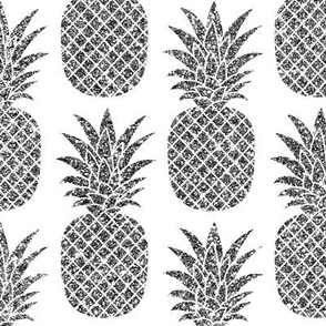 Large / Silver Glitter Pineapples / White Background