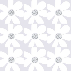 Funky Daisy Block - Neutral Grey And White.