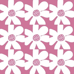 Funky Daisy Block Warm Pink And White.