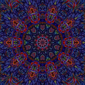 Blue and Red Abstract mandala Tile 2