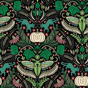 Harvest Halloween Damask greens