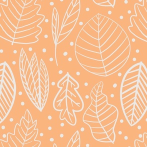 white leaves on a peach background - medium scale