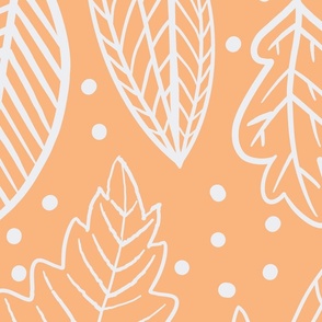 white leaves on a peach background - large scale