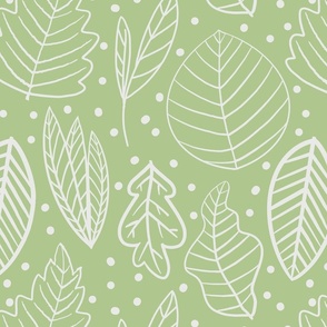 white leaves on a baby light green background - medium scale