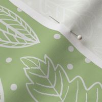 white leaves on a baby light green background - small scale