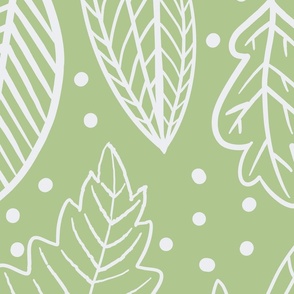 white leaves on a baby light green background - large scale