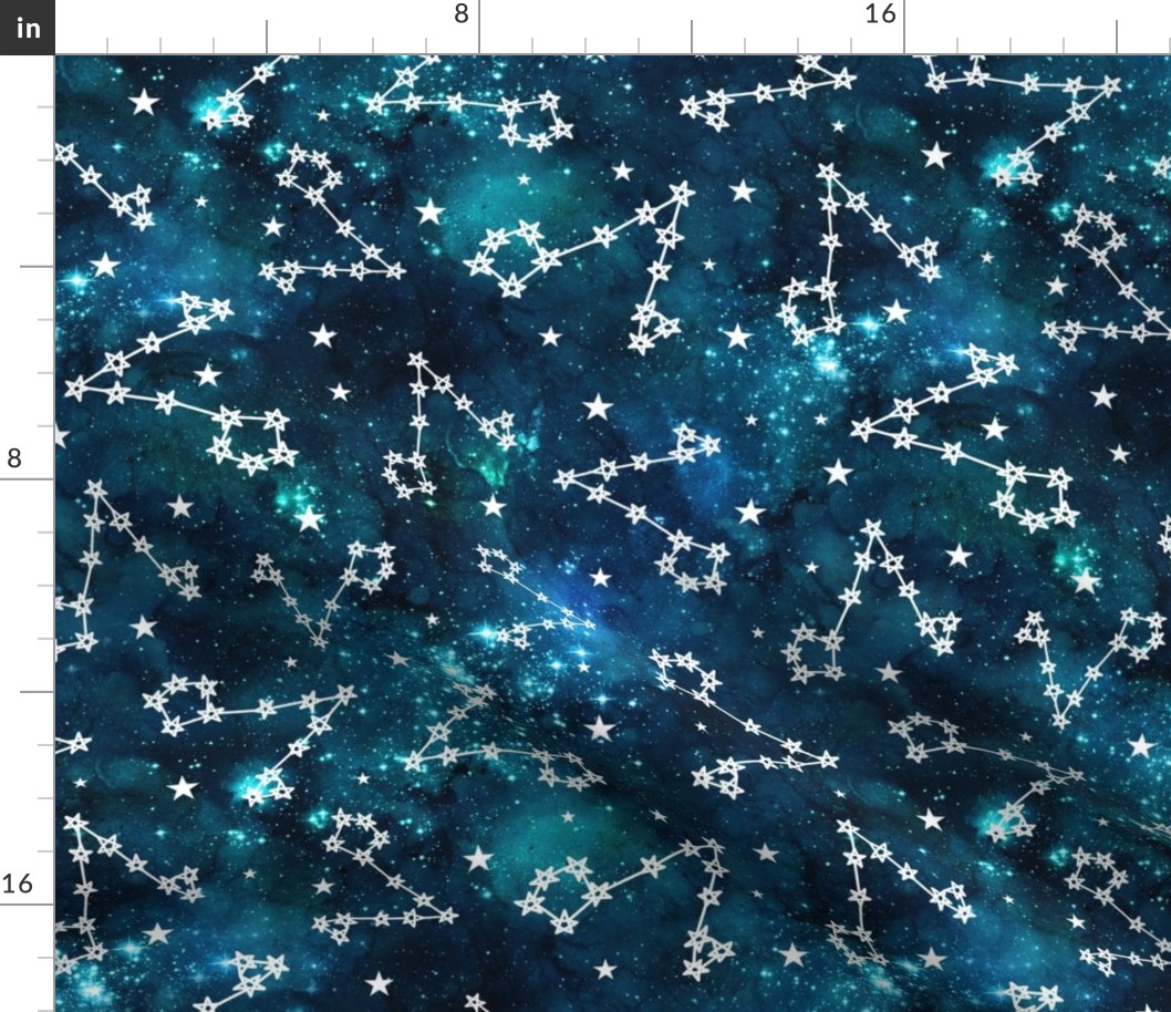 Large Scale Pisces Constellations Stars Teal Galaxy