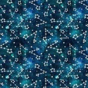 Small Scale Pisces Constellations Stars Teal Galaxy