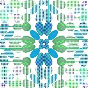 PFLR6 - Pixelated Floral Lace in Analogous Turquoise and Green
