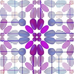 PFLR7 - Pixelated Floral Lace in Analogous Purple and Blue - Medium Scale