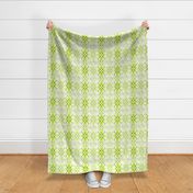 PFLR10 - Digital Floral Lace in Lime Green and White with Black Accents - Medium Scale