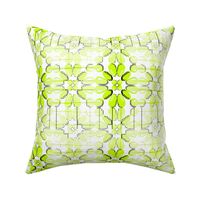 PFLR10 - Digital Floral Lace in Lime Green and White with Black Accents - Medium Scale