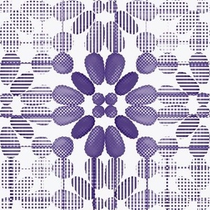 PFLR12 - Pixelated Floral Lace in Purple - Medium Scale