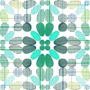 PFLR14 - Pixelated Floral Lace in Analogous Greens and Blues - Medium Scale