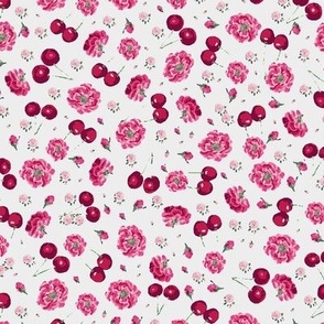 Ditsy Cherry, Vintage Cool Pink and white 