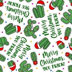 Medium Scale Merry Christmas, You Prick! Sarcastic Holiday Cactus Humor on White