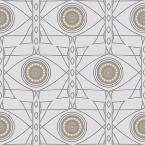 Maximalist Art Deco Geometric in Light Gray and Tan Paducaru