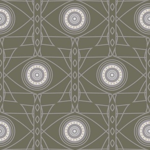 Maximalist Art Deco Geometric in Gray and Dark Olive Paducaru