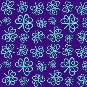 Celtic love shamrocks turquoise on indigo