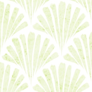 abstract watercolor fan - honeydew scallop - coastal green wallpaper