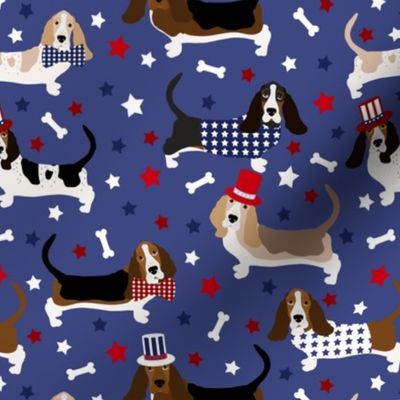 Patriotic Basset Hound Blue