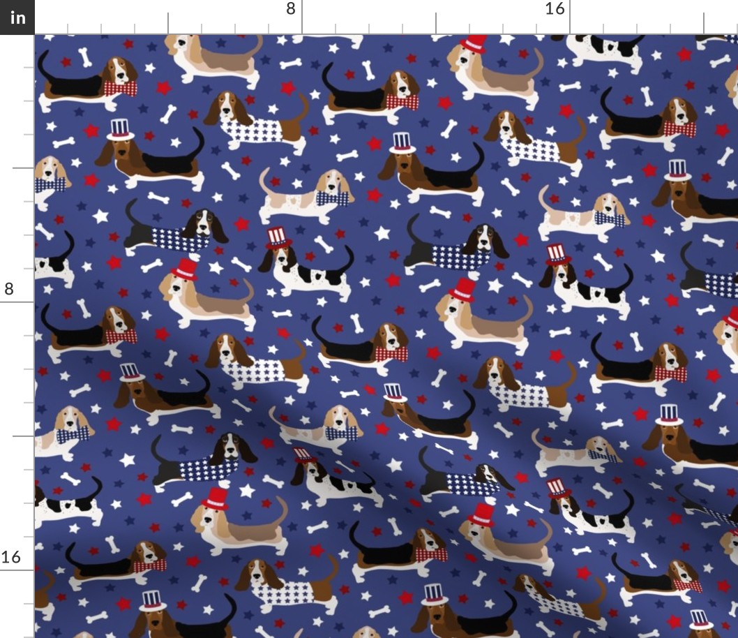 Patriotic Basset Hound Blue