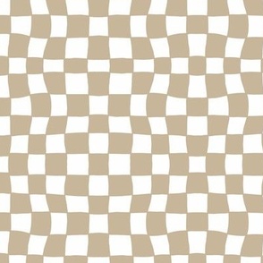 Mini Hand Drawn Small Checkerboard Pattern (tan/white)