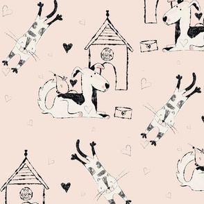 Scribble Dog House_blush pink_LARGE