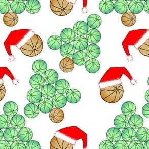 Basketball Christmas Tree Santa Hats White