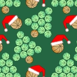 Basketball Christmas Tree Santa Hats Emerald Green