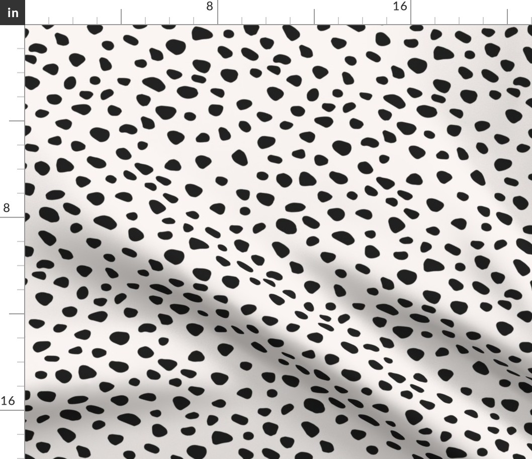 Lovely cheetah spots - smooth dots spots and speckles vintage boho style minimalist nursery textile black on ivory LARGE