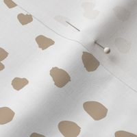 Brush Spots & Dashes - Minimalist confetti freehand brush spots and speckles latte on white LARGE