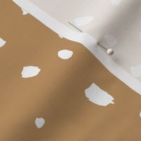 Irregular dots - Minimalist boho spots and dots design wild animal print confetti white on burnt orange caramel  LARGE