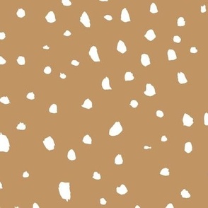 Irregular dots - Minimalist boho spots and dots design wild animal print confetti white on burnt orange caramel  LARGE