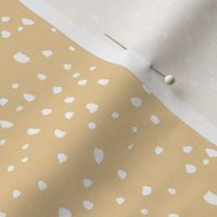 Irregular dots - Minimalist boho spots and dots design wild animal print confetti white on ginger camel yellow SMALL