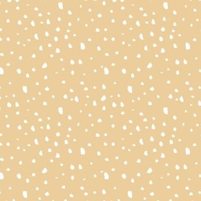 Irregular dots - Minimalist boho spots and dots design wild animal print confetti white on ginger camel yellow SMALL