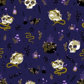 Magical Skulls and Potions on Purple