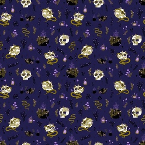 Magical Skulls and Potions on Purple (Small Scale)