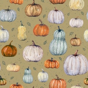 pumpkins on a khaki background with dots