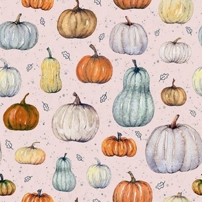pumpkins on pink with dots