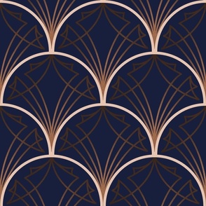 Art Deco Scales on Midnight Blue Background Large