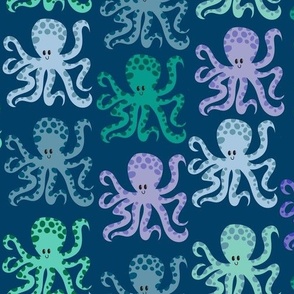 Octopus - dark blue deep sea background