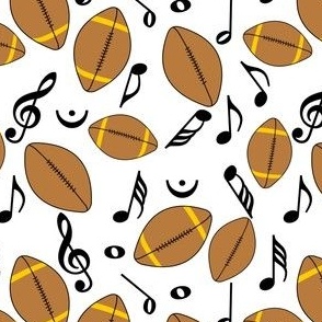 Small Brown Football Black Music Notes White