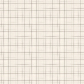 Minimal hand-drawn grid lines - Fika Coordinate - beige/brown on linen white - medium