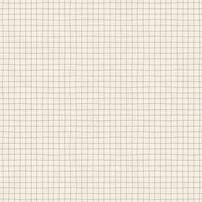 Minimal hand-drawn grid lines - Fika Coordinate - artichoke green on  linen white - medium