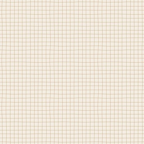 Minimal hand-drawn grid lines - Fika Coordinate - mustard yellow/ochre on  linen white - medium